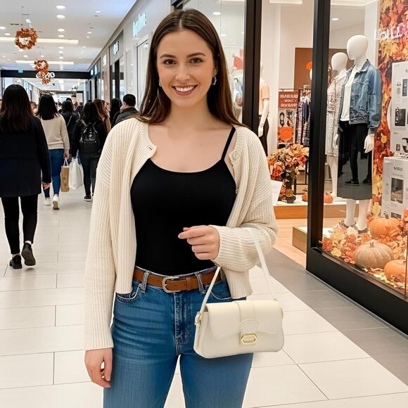 Shoulder Bag PU Leather Classic Clutch Purse Women Trendy Purses Portable - Picture 2 of 7